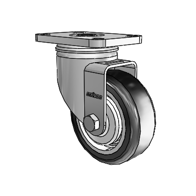 2 Series Stainless Steel Top Plate Swivel Caster with 3.5 x 1.25 Grey on Grey TPE High-Temp Wheel
