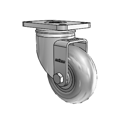 2 Series Stainless Steel Top Plate Swivel Caster with 3.5 x 1.3125 Grey on Grey Performa Rubber (Round) Wheel