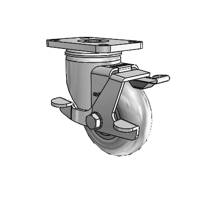 2 Series Stainless Steel Top Plate Swivel Caster with 3.5 x 1.3125 Grey on Grey Performa Rubber (Round) Wheel and Top Lock Brake