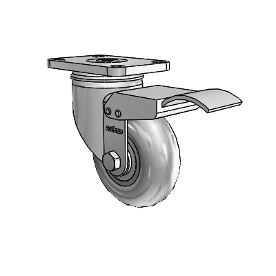 2 Series Stainless Steel Top Plate Swivel Caster with 3.5 x 1.3125 Grey on Grey Performa Rubber (Round) Wheel and Total Lock Brake