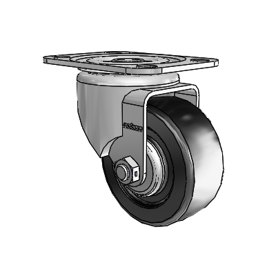 2 Series LoPro Casters Top Plate Swivel Zinc with 3 x 1.25 Black Cushion Rubber Wheel