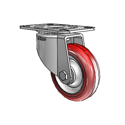 7/8" Wide Casters: Series 1 | Colson Large Top Plate Swivel Caster up to 145 lbs Zinc with 3 x 0.8750 Maroon on Grey Polyurethane HI-TECH Wheel