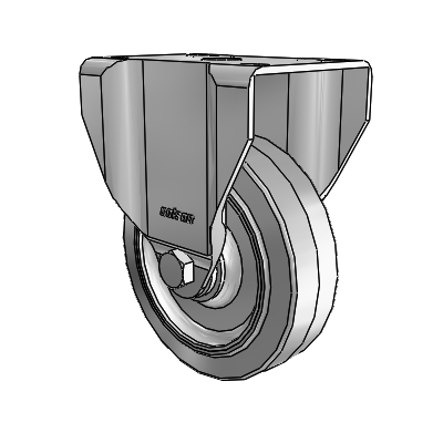 2 Series Casters Top Plate Rigid Zinc with 4 x 1.25 Grey on Grey Performa Rubber (Flat) Wheel