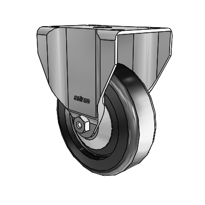 2 Series Casters Top Plate Rigid Zinc with 4 x 1.25 Black Polyolefin Wheel