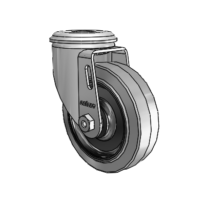 2 Series Modular Stem Zinc Swivel Caster with 4 x 1.25 Grey on Black Performa Rubber (Flat/Conductive) Wheel