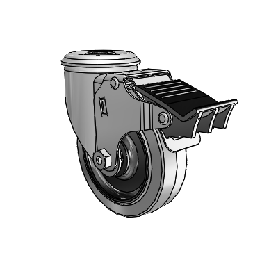 2 Series Modular Stem Zinc Swivel Caster with 4 x 1.25 Grey on Black Performa Rubber (Flat/Conductive) Wheel and Total Lock Brake