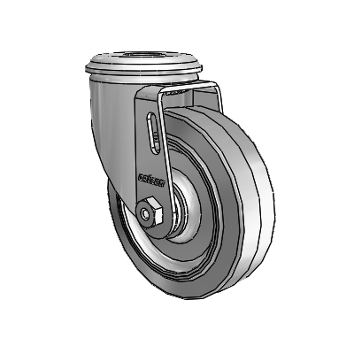 2 Series Modular Stem Zinc Swivel Caster with 4 x 1.25 Grey on Grey Performa Rubber (Flat) Wheel