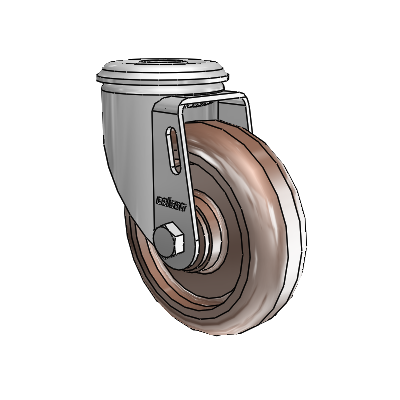 2 Series Modular Stem Zinc Swivel Caster with 4 x 1.25 Brown Thermo Wheel