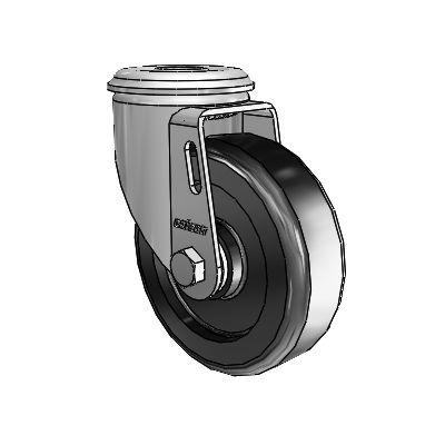 2 Series Modular Stem Zinc Swivel Caster with 4 x 1.25 Black Polyolefin Wheel