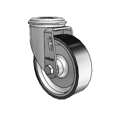 2 Series Modular Stem Zinc Swivel Caster with 4 x 1.25 Black on Silver ThermoTech Wheel