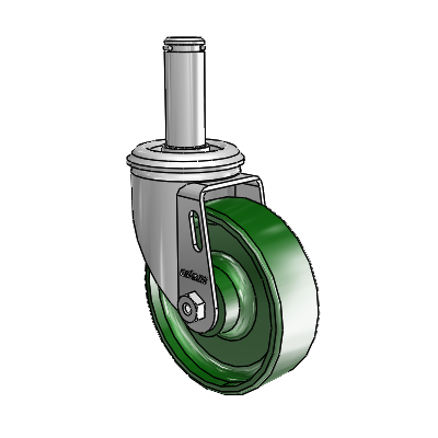 2 Series Grip Ring Stem Zinc Swivel Caster with 4 x 1.25 Green Cast Iron Wheel