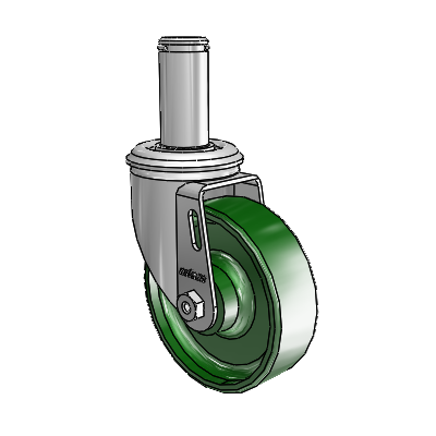 2 Series Grip Ring Stem Zinc Swivel Caster with 4 x 1.25 Green Cast Iron Wheel