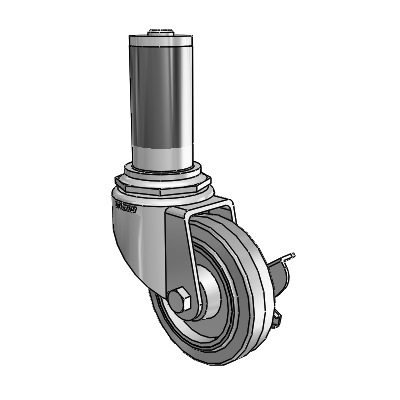 7/8" Wide Casters: Series 1 | Colson Expanding Adapter Stem Zinc Swivel Caster with 3 x 0.8750 Grey on Grey Performa Rubber (Flat/Grey) Wheel Side Lock (BRK3)