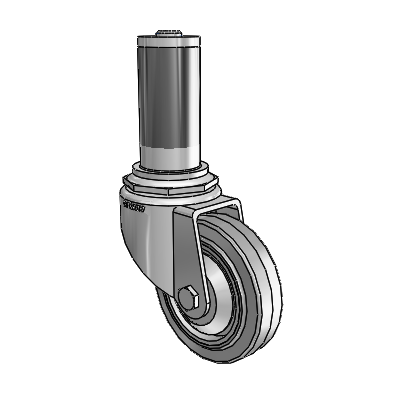 7/8" Wide Casters: Series 1 | Colson Expanding Adapter Stem Zinc Swivel Caster with 3 x 0.8750 Grey on Grey Performa Rubber (Flat/Grey) Wheel