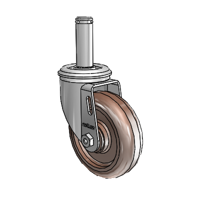 2 Series Grip Ring Stem Zinc Swivel Caster with 4 x 1.25 Brown Thermo Wheel