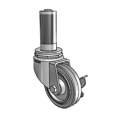 7/8" Wide Casters: Series 1 | Colson Expanding Adapter Stem Zinc Swivel Caster with 3 x 0.8750 Grey on Grey Performa Rubber (Flat/Grey) Wheel Side Lock (BRK3)