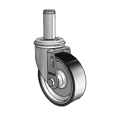 2 Series Grip Ring Stem Zinc Swivel Caster with 4 x 1.25 Black on Silver ThermoTech Wheel