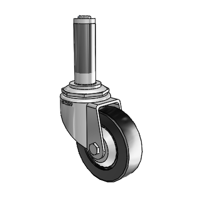 7/8" Wide Casters: Series 1 | Colson Expanding Adapter Stem Zinc Swivel Caster with 3 x 0.8750 Black Polyolefin Wheel