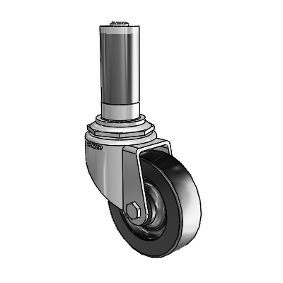 7/8" Wide Casters: Series 1 | Colson Expanding Adapter Stem Zinc Swivel Caster with 3 x 0.8750 Black Polyolefin Wheel