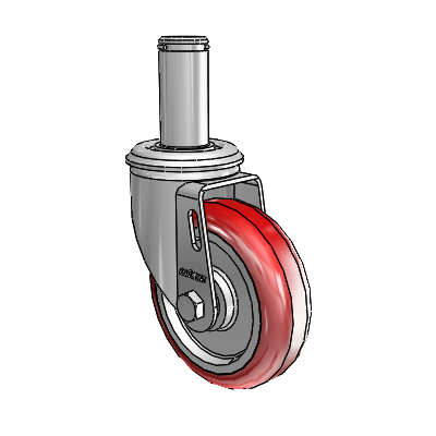 2 Series Grip Ring Stem Zinc Swivel Caster with 4 x 1.25 Maroon on Grey Polyurethane HI-TECH Wheel