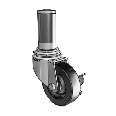 7/8" Wide Casters: Series 1 | Colson Expanding Adapter Stem Zinc Swivel Caster with 3 x 0.8750 Black Polyolefin Wheel Side Lock (BRK3)