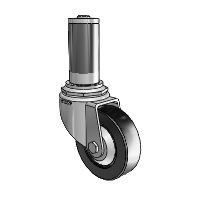 7/8" Wide Casters: Series 1 | Colson Expanding Adapter Stem Zinc Swivel Caster with 3 x 0.8750 Black Polyolefin Wheel