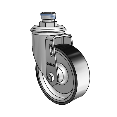 2 Series Pipe Thread Stem Zinc Swivel Caster with 4 x 1.25 Black on Silver ThermoTech Wheel