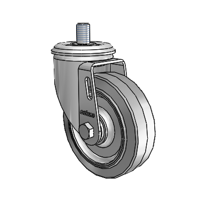 2 Series Threaded Stem Zinc Swivel Caster with 4 x 1.25 Grey on Grey Performa Rubber (Flat) Wheel
