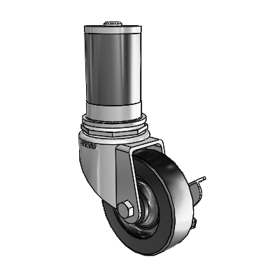 7/8" Wide Casters: Series 1 | Colson Expanding Adapter Stem Zinc Swivel Caster with 3 x 0.8750 Black Polyolefin Wheel Side Lock (BRK3)