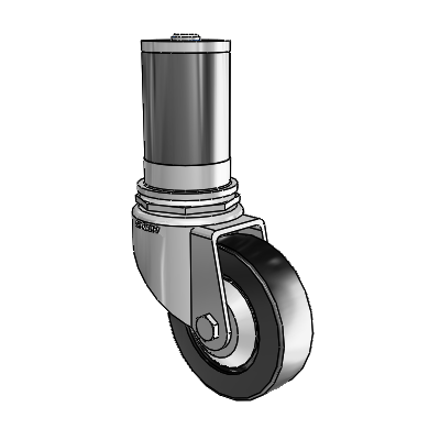 7/8" Wide Casters: Series 1 | Colson Expanding Adapter Stem Zinc Swivel Caster with 3 x 0.8750 Black Polyolefin Wheel