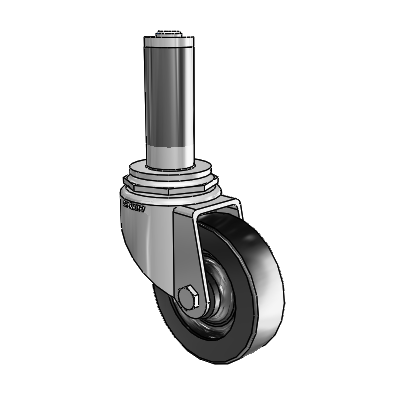7/8" Wide Casters: Series 1 | Colson Expanding Adapter Stem Zinc Swivel Caster with 3 x 0.8750 Black Polyolefin Wheel