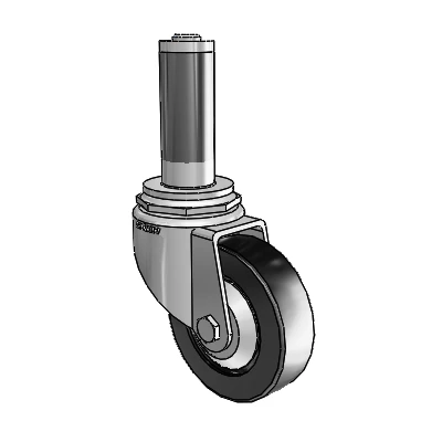 7/8" Wide Casters: Series 1 | Colson Expanding Adapter Stem Zinc Swivel Caster with 3 x 0.8750 Black Polyolefin Wheel