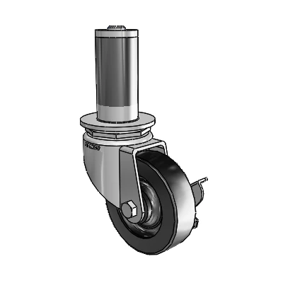 7/8" Wide Casters: Series 1 | Colson Expanding Adapter Stem Zinc Swivel Caster with 3 x 0.8750 Black Polyolefin Wheel Side Lock (BRK3)