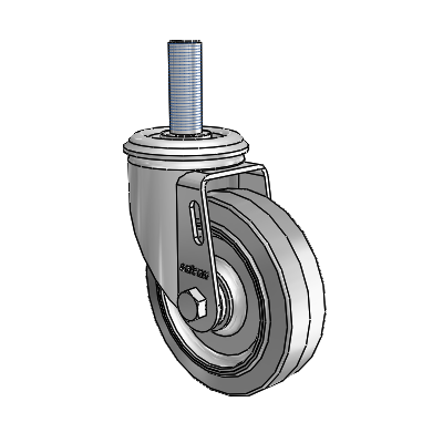2 Series Threaded Stem Zinc Swivel Caster with 4 x 1.25 Grey on Grey Performa Rubber (Flat) Wheel