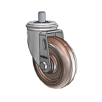 2 Series Threaded Stem Zinc Swivel Caster with 4 x 1.25 Brown Thermo Wheel