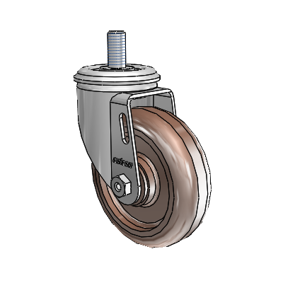 2 Series Threaded Stem Zinc Swivel Caster with 4 x 1.25 Brown Thermo Wheel