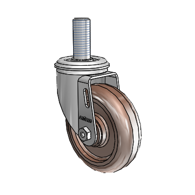 2 Series Threaded Stem Zinc Swivel Caster with 4 x 1.25 Brown Thermo Wheel