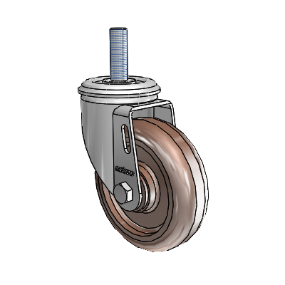 2 Series Threaded Stem Zinc Swivel Caster with 4 x 1.25 Brown Thermo Wheel
