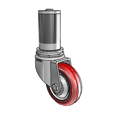 Roulettes de 7/8" de large : Série 1 | Roulette pivotante Colson à tige d'adaptation extensible en zinc, avec 3 roues HI-TECH en polyuréthane marron sur fond gris de 0,8750
