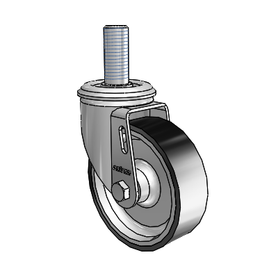2 Series Threaded Stem Zinc Swivel Caster with 4 x 1.25 Black on Silver ThermoTech Wheel