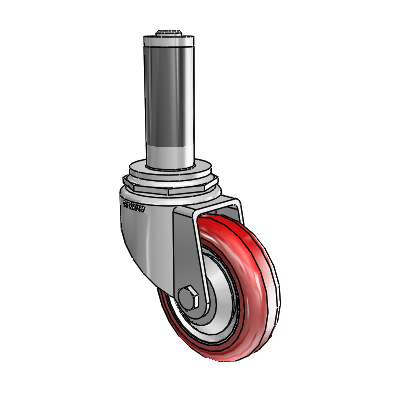 Roulettes de 7/8" de large : Série 1 | Roulette pivotante Colson à tige d'adaptation extensible en zinc, avec 3 roues HI-TECH en polyuréthane marron sur fond gris de 0,8750