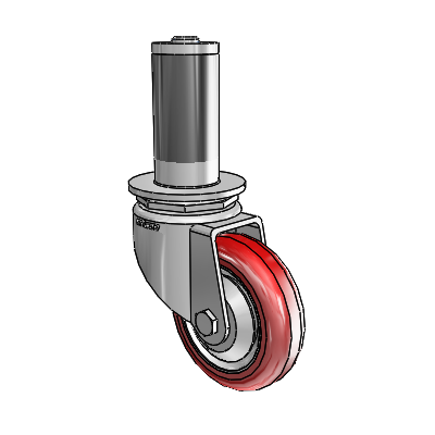 7/8" Wide Casters: Series 1 | Colson Expanding Adapter Stem Zinc Swivel Caster with 3 x 0.8750 Maroon on Grey Polyurethane HI-TECH Wheel