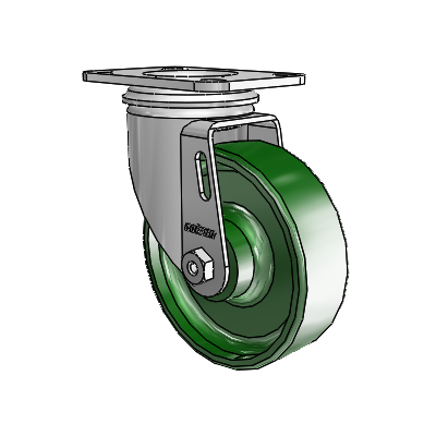 2 Series Casters Top Plate Swivel Zinc with 4 x 1.25 Green Cast Iron Wheel