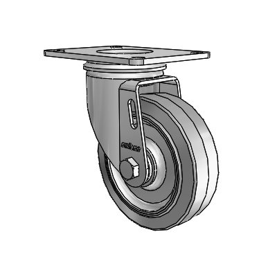 2 Series Casters Top Plate Swivel Zinc with 4 x 1.25 Grey on Grey Performa Rubber (Flat) Wheel