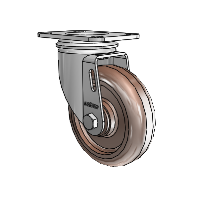 Roulettes de la série 2, plaque supérieure pivotante en zinc, avec 4 roues thermo-moulées marron de 1,25