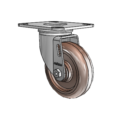 2 Series Casters Top Plate Swivel Zinc with 4 x 1.25 Brown Thermo Wheel