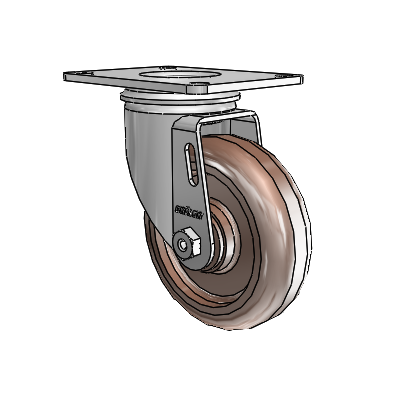 2 Series Casters Top Plate Swivel Zinc with 4 x 1.25 Brown Thermo Wheel