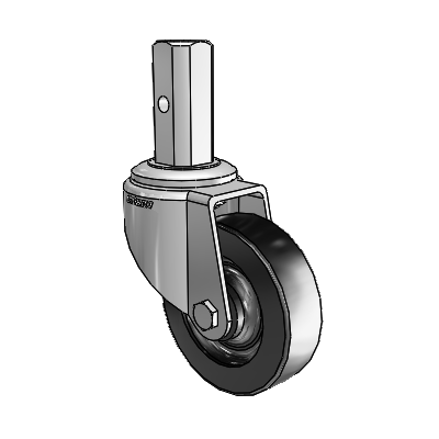 7/8" Wide Casters: Series 1 | Colson Square Stem Zinc Swivel Caster with 3 x 0.8750 Black Polyolefin Wheel