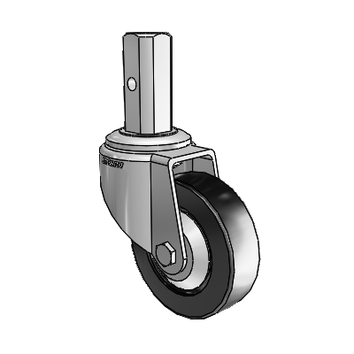 7/8" Wide Casters: Series 1 | Colson Square Stem Zinc Swivel Caster with 3 x 0.8750 Black Polyolefin Wheel