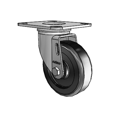 2 Series Casters Top Plate Swivel Zinc with 4 x 1.25 Black Polyolefin Wheel